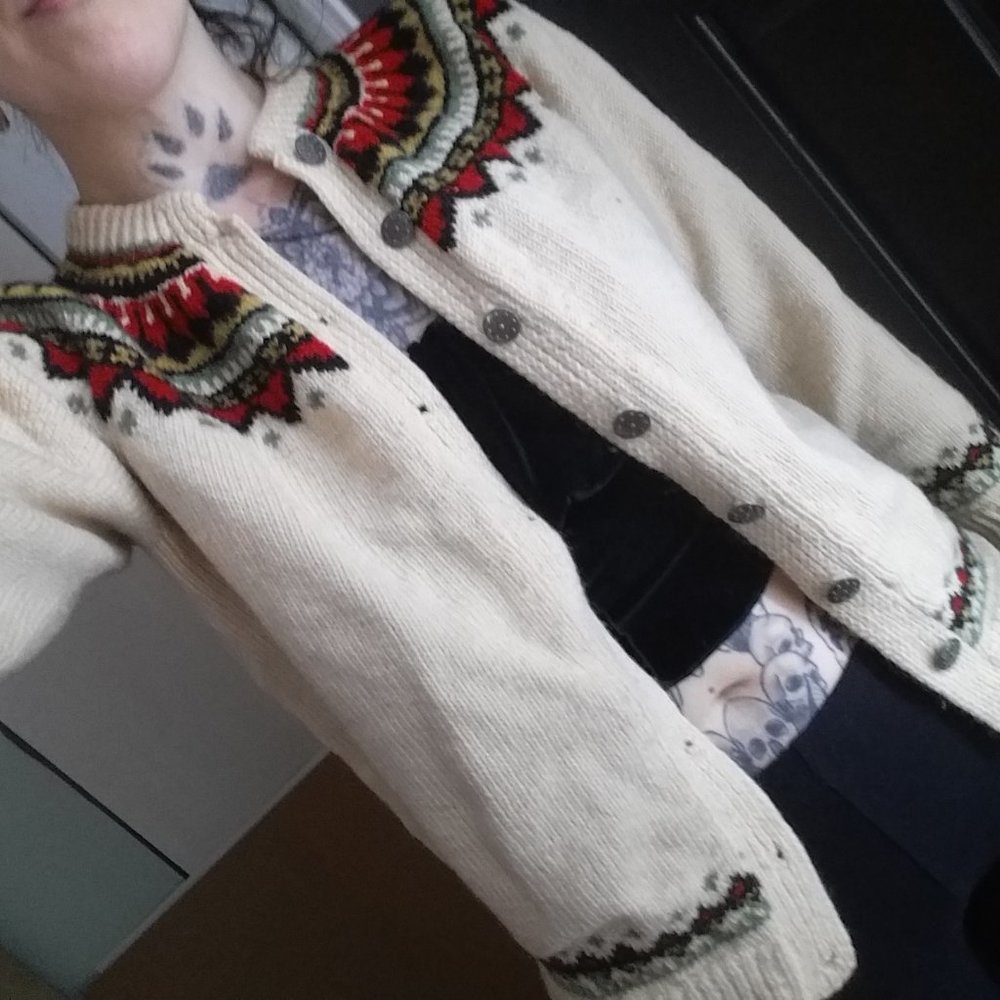 Gorgeous made in Norway wool grandma button up sweater